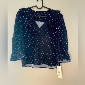New French Connection 3/4 length sleeves size XS black with pink flowers